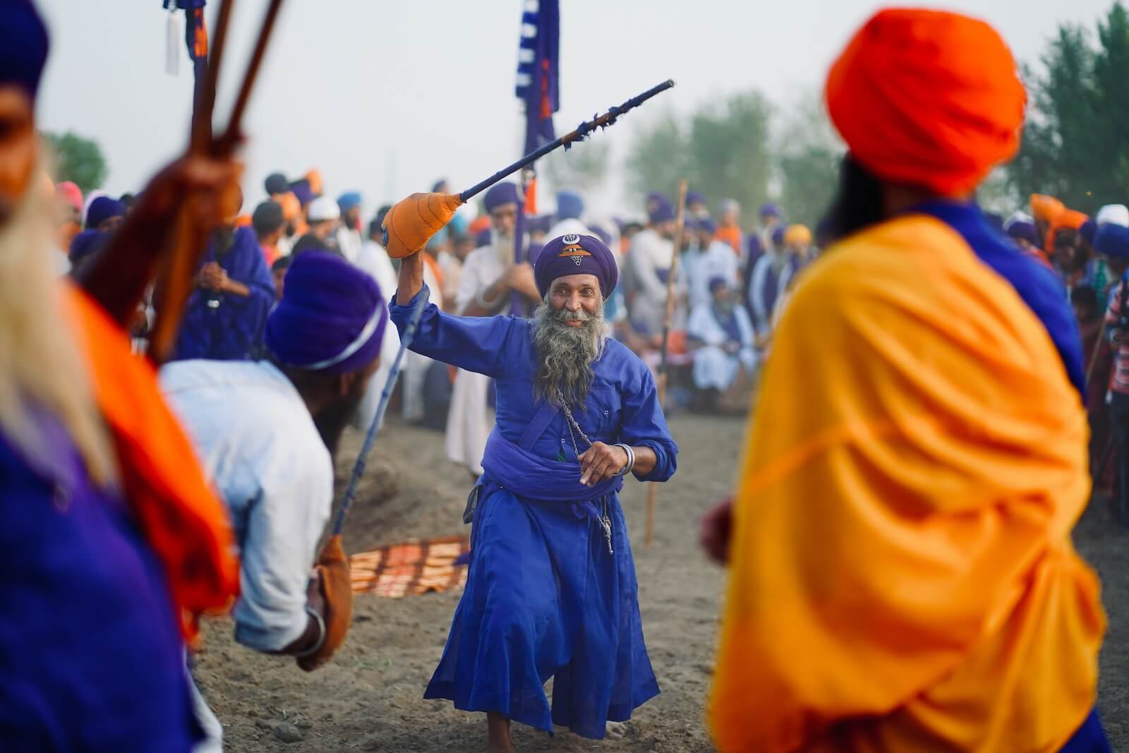 An elderly man in a turban during the Hola Mohalla festival celebrations in Punjab, India