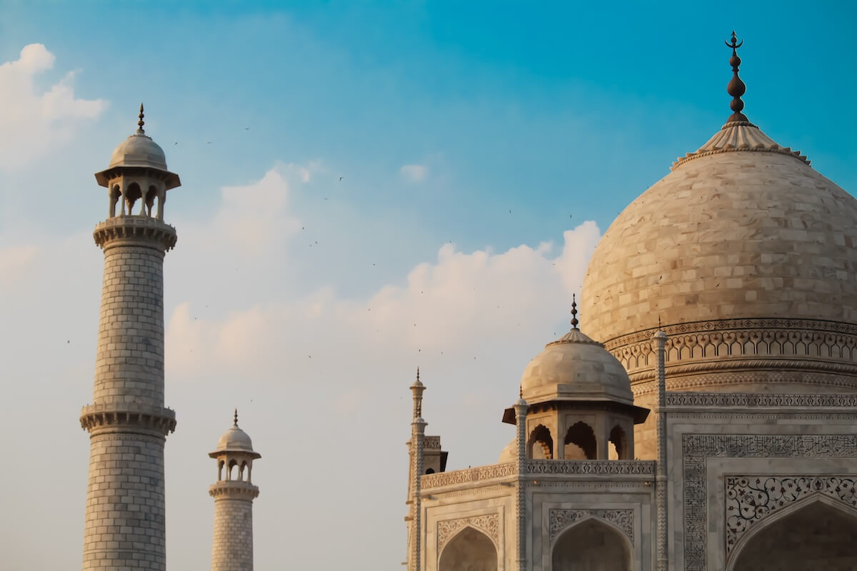 Part view of the Taj Mahal in Agra, India