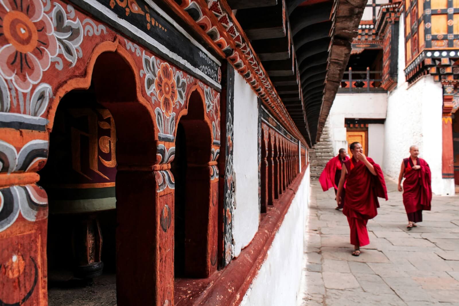 Monks walking in a monastery